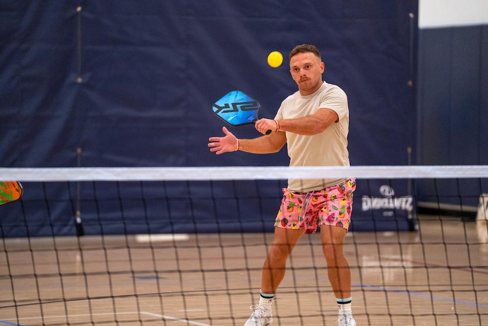 Nick Cassman plays pickleball in the Alioto Recreation Center in October 2023 