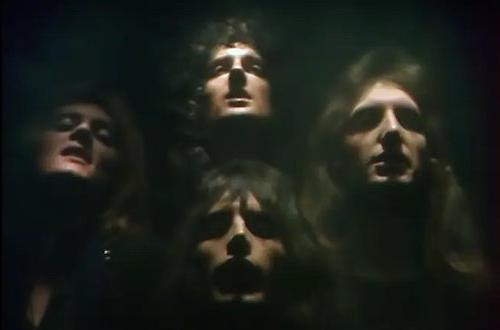 Four faces from video of Queen's video "Bohemian Rhapsody"